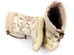 Bisgaard vintergummistøvle beige leaves med uldfoer